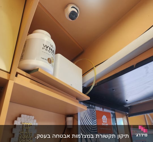 מצלמת אבטחה מותקנת על תקרה בחדר